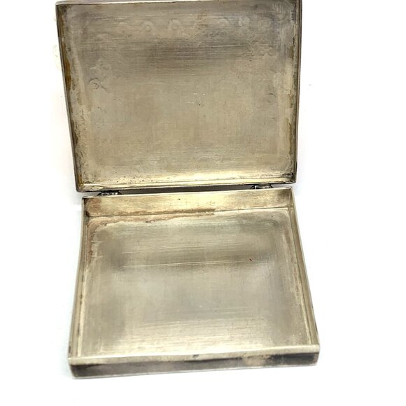 Dutch Box Antique Silver Trinket Pillbox Snuff Turquoise Engraved 1.8x1.5'' - Picture 5 of 12